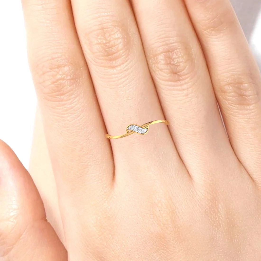 14K Yellow Gold Graceful Diamond Ring for Women - Elegant & Charming - Image 5