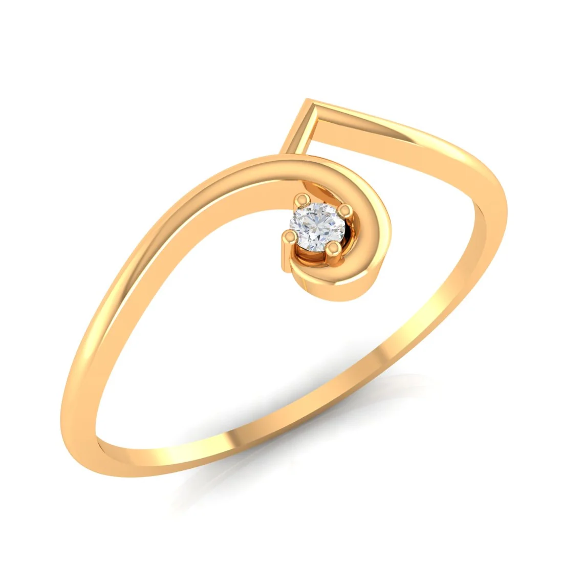 14K Yellow Gold Minimalist Diamond Ring for Women - Image 2
