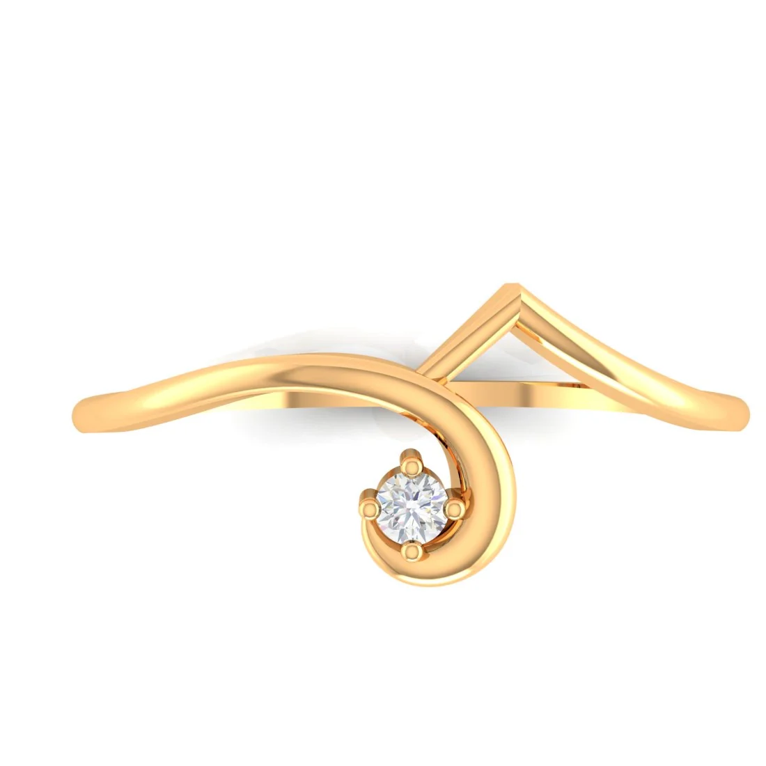 14K Yellow Gold Minimalist Diamond Ring for Women - Image 3