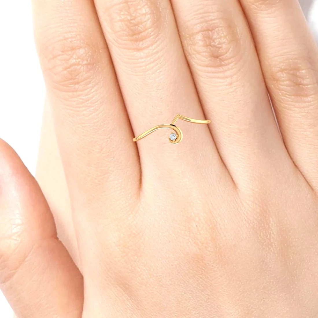 14K Yellow Gold Minimalist Diamond Ring for Women - Image 4