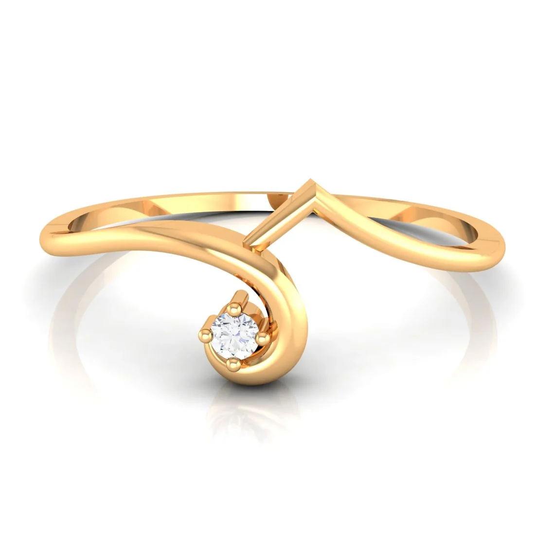 14K Yellow Gold Minimalist Diamond Ring for Women - Image 6