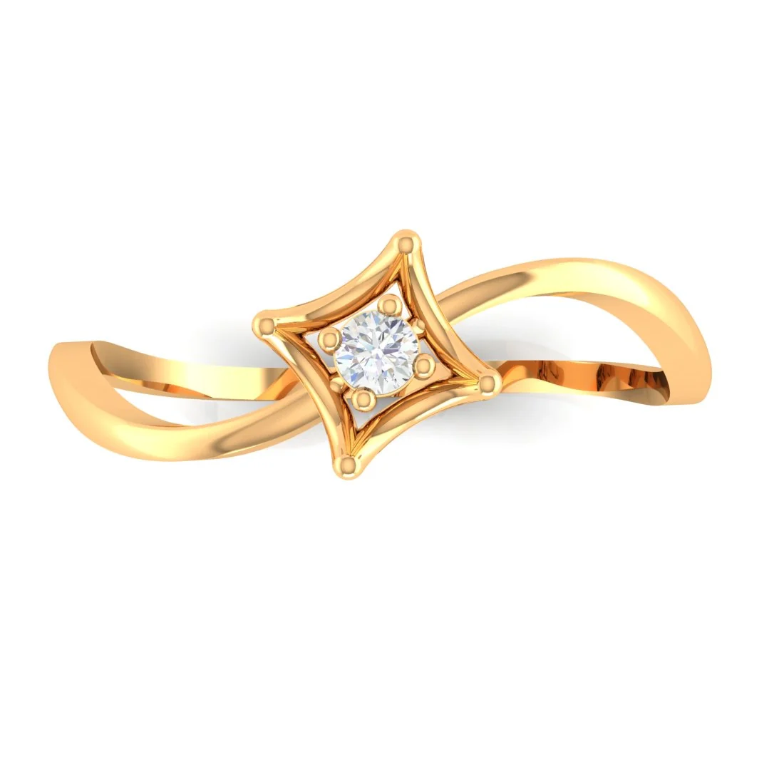 14K Yellow Gold Solitaire-Style Diamond Ring for Women Timeless Elegance - Image 2