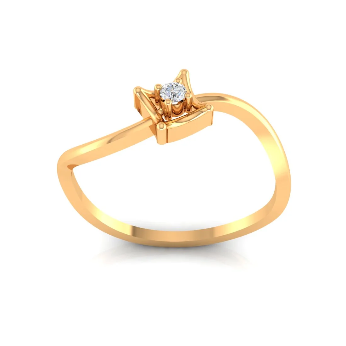 14K Yellow Gold Solitaire-Style Diamond Ring for Women Timeless Elegance - Image 3