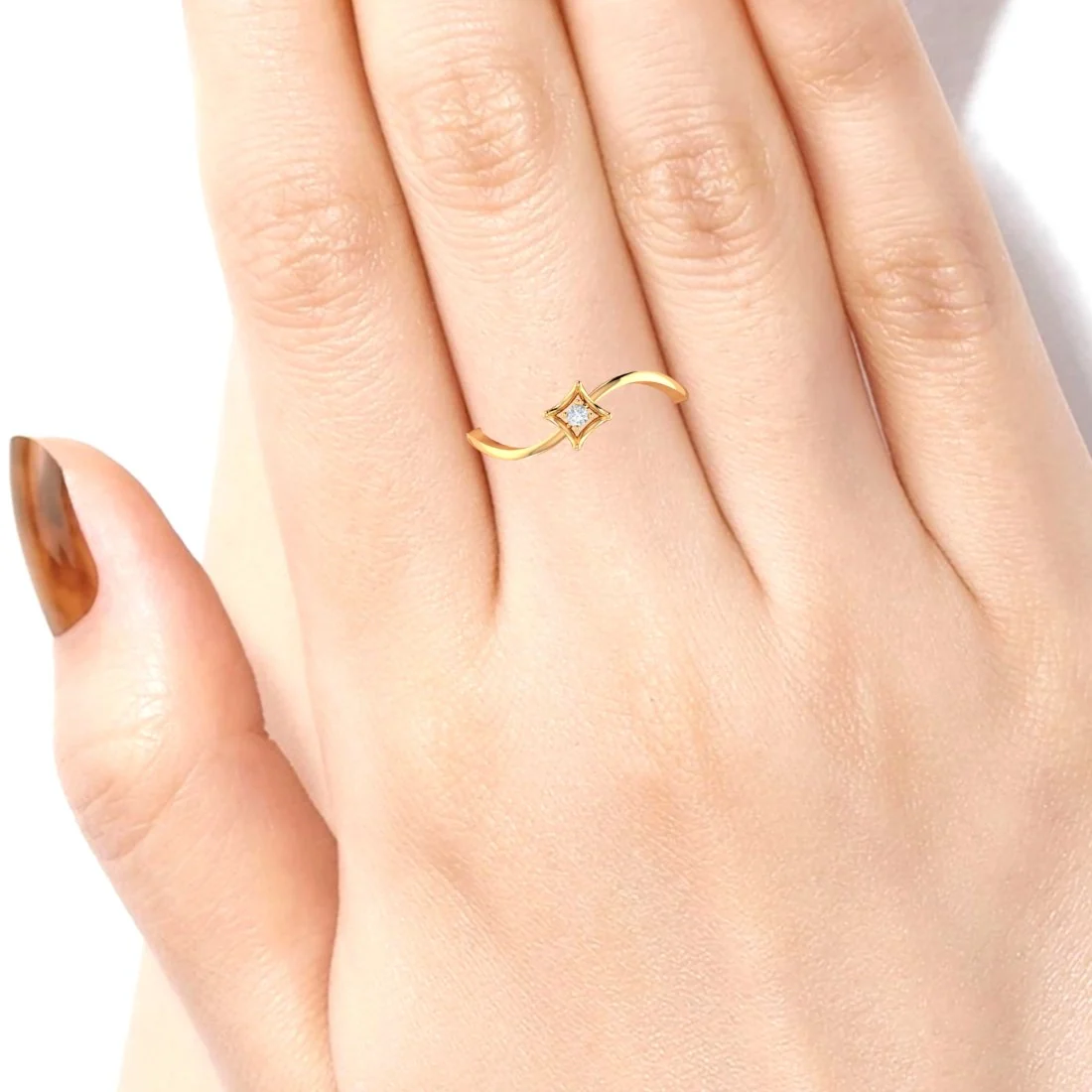 14K Yellow Gold Solitaire-Style Diamond Ring for Women Timeless Elegance - Image 4