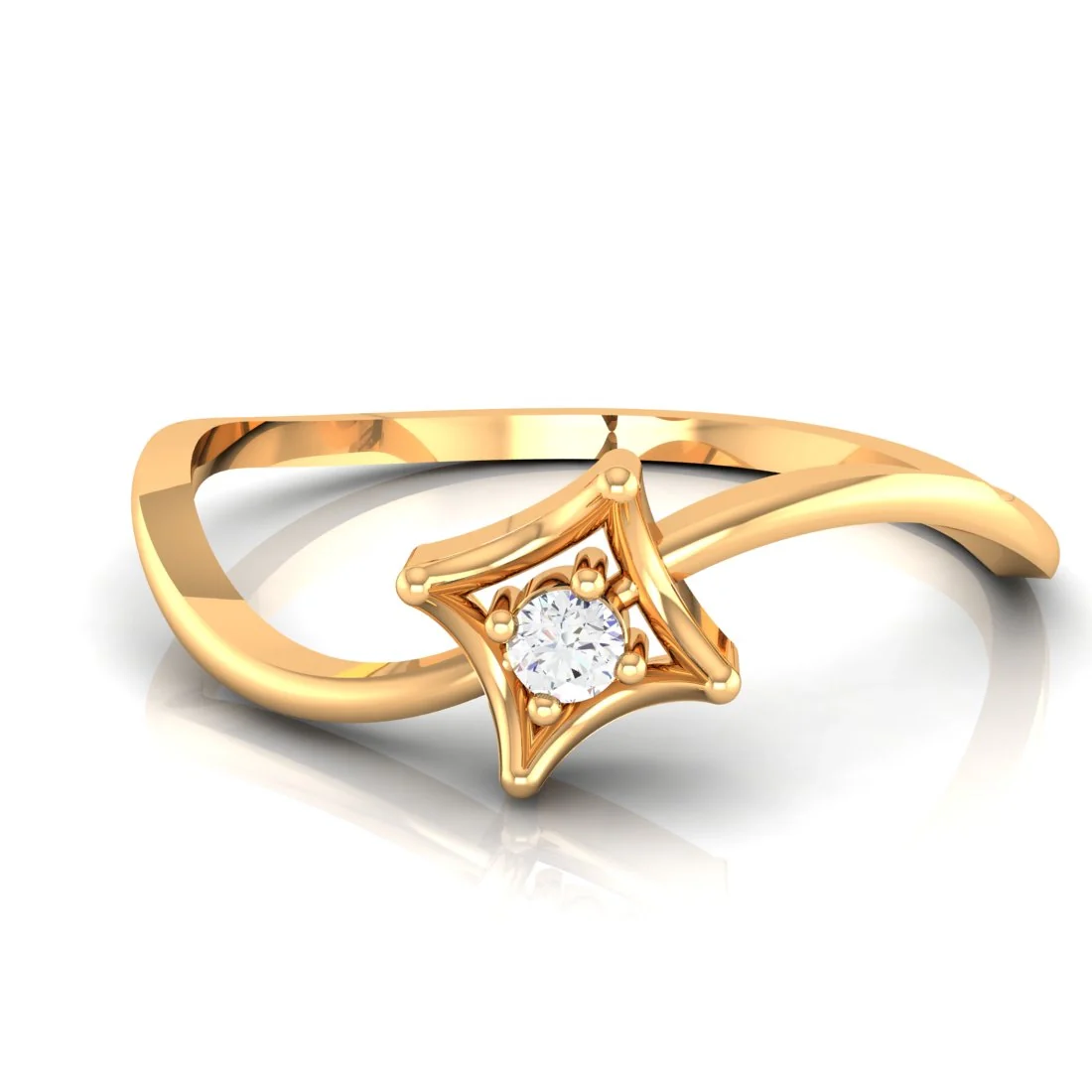 14K Yellow Gold Solitaire-Style Diamond Ring for Women Timeless Elegance - Image 5
