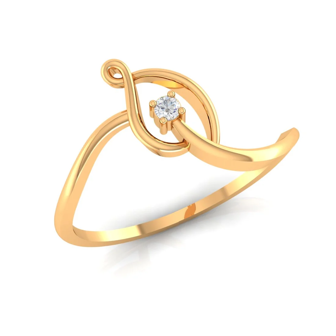 14K Yellow Gold Swirl Diamond Ring For Women - Image 2