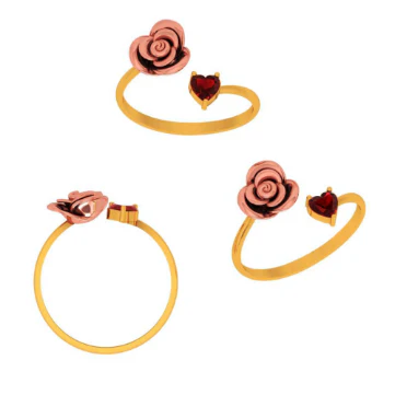 14k Yellow Motif With Red Stone Gold Ring - Image 6