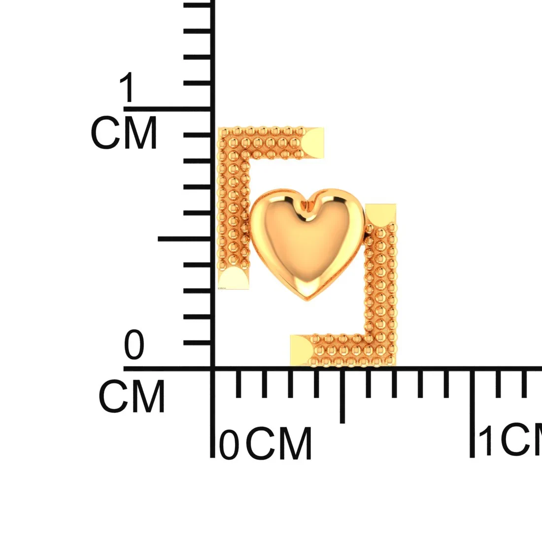 14KT (585) BIS Hallmark Gold BeadFrame Heart Stud Earrings for Women - Image 3