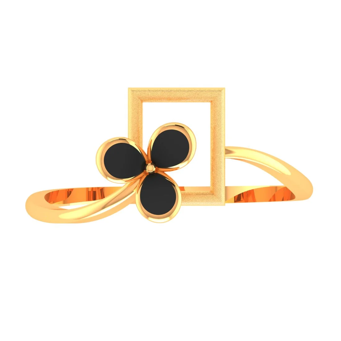 14KT (585) BIS Hallmark Gold Noir PetalFrame Ring for Women - Image 3