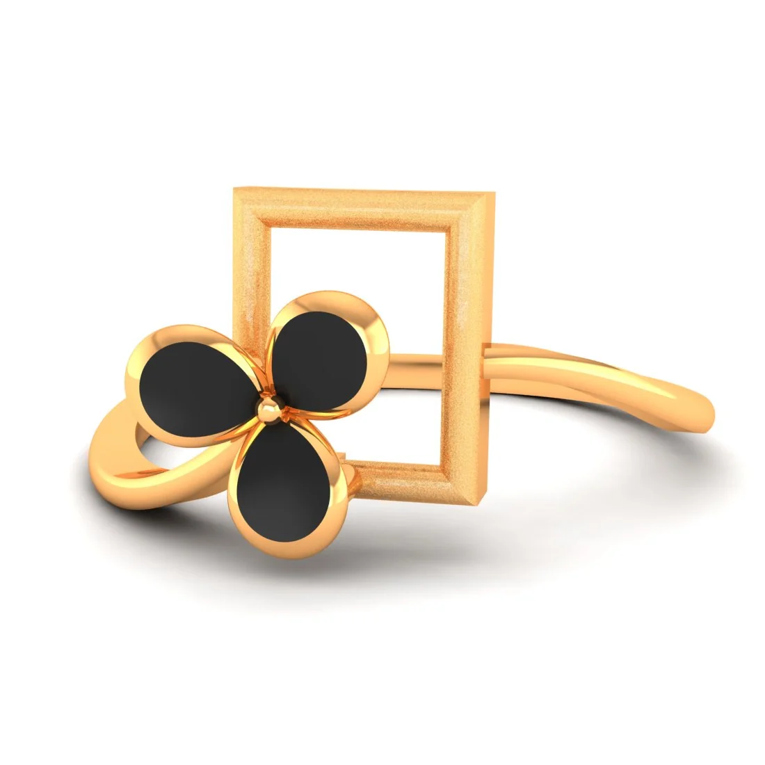 14KT (585) BIS Hallmark Gold Noir PetalFrame Ring for Women - Image 4