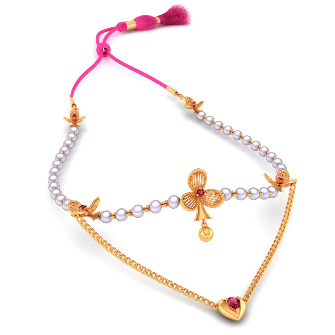 14KT (585) BIS Hallmark Gold PearlBloom Heartline Necklace for Women - Image 4