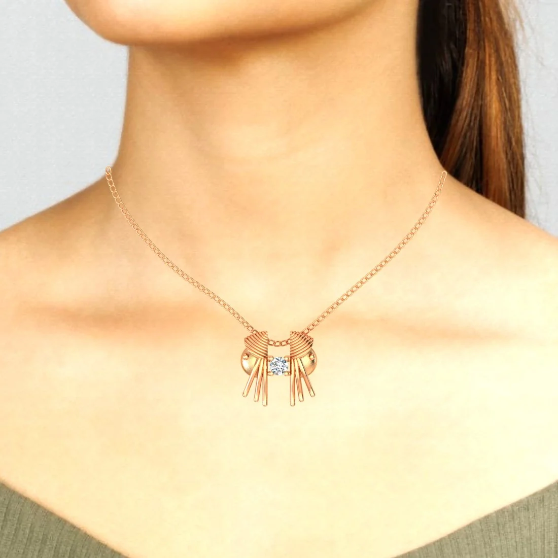 14KT (585) Gold Gemini Horoscope Pendant (Without Chain) – Twin Radiance Design - Image 5