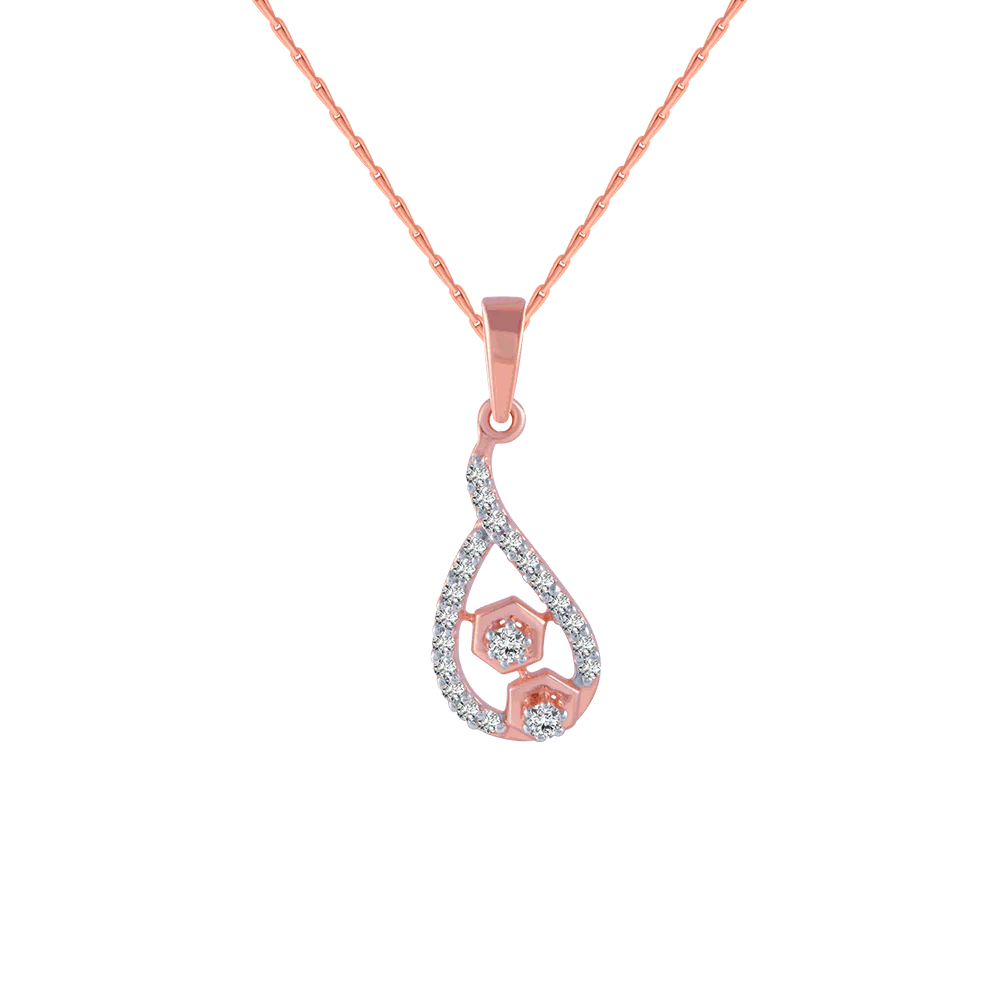 14KT (585) Rose Gold And Diamond Pendant For Women