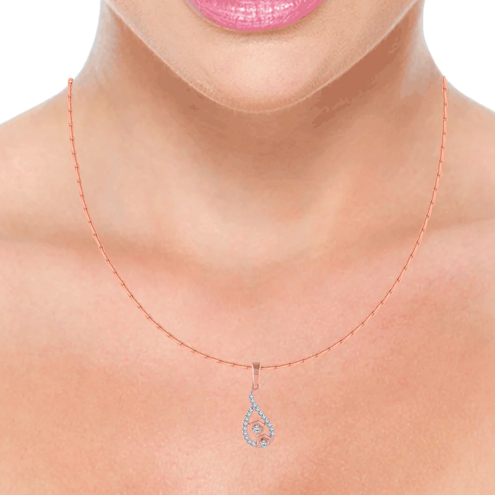 14KT (585) Rose Gold And Diamond Pendant For Women - Image 2