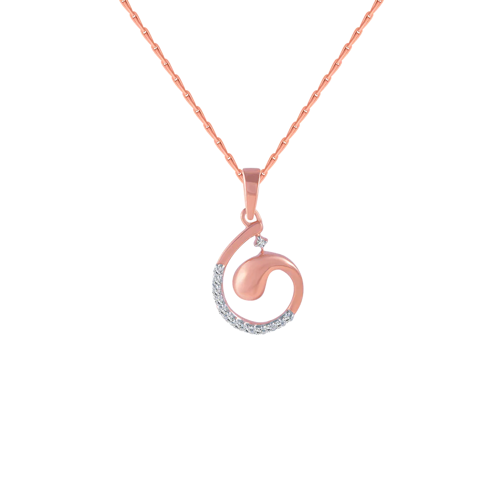 14KT (585) Rose Gold And Diamond Pendant For Women