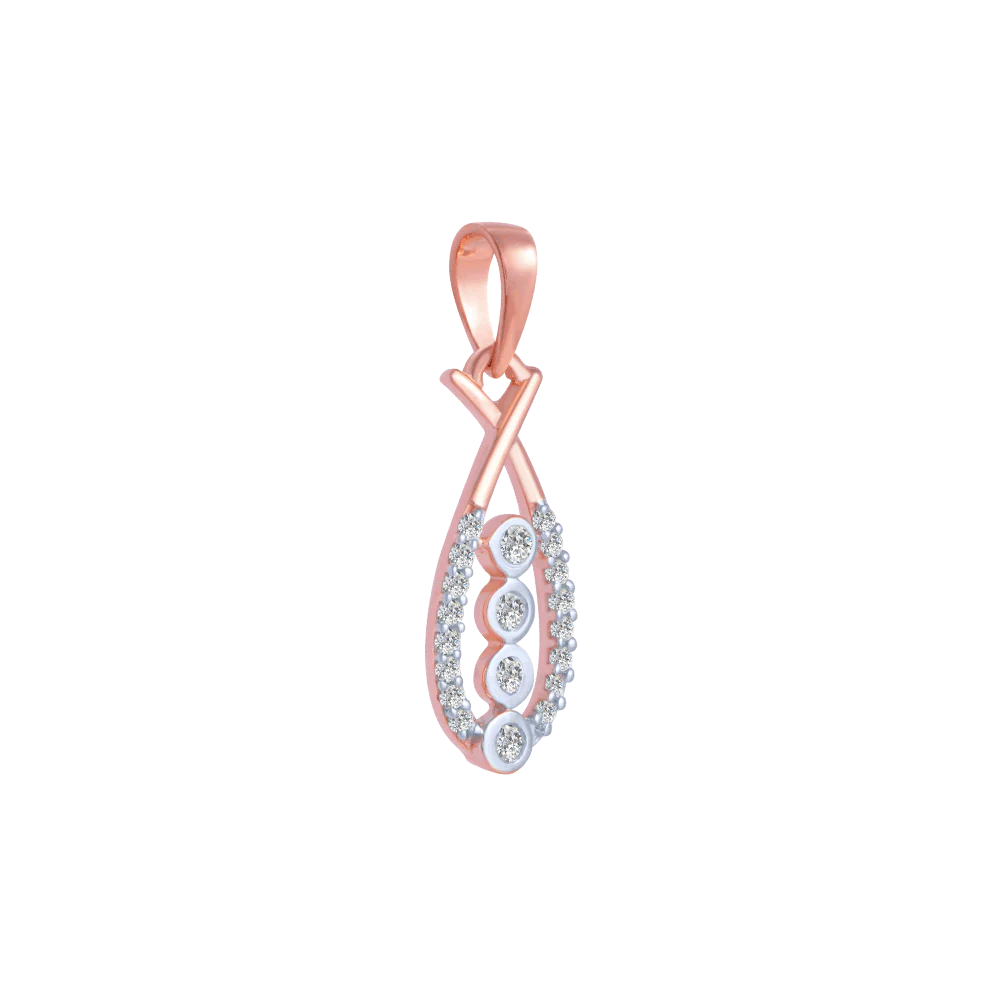 14KT (585) Rose Gold And Diamond Pendant For Women - Image 3