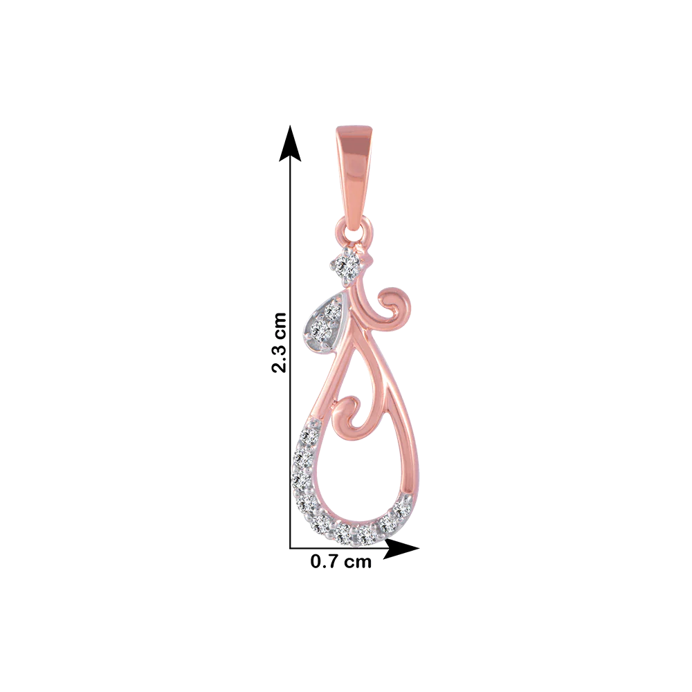 14KT (585) Rose Gold And Diamond Pendant For Women - Image 4