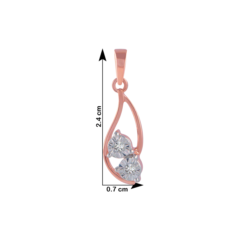 14KT (585) Rose Gold And Diamond Pendant For Women - Image 4