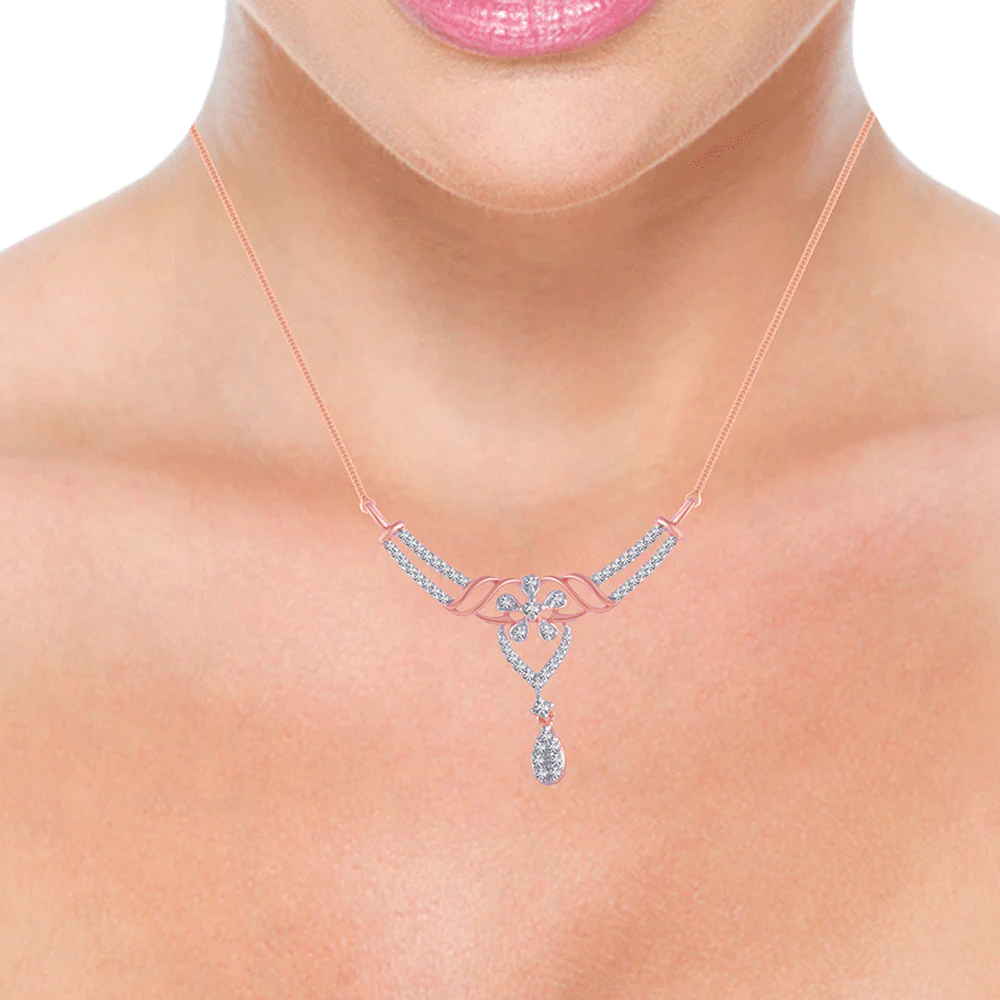 14KT (585) Rose Gold And Diamond Pendant For Women - Image 2