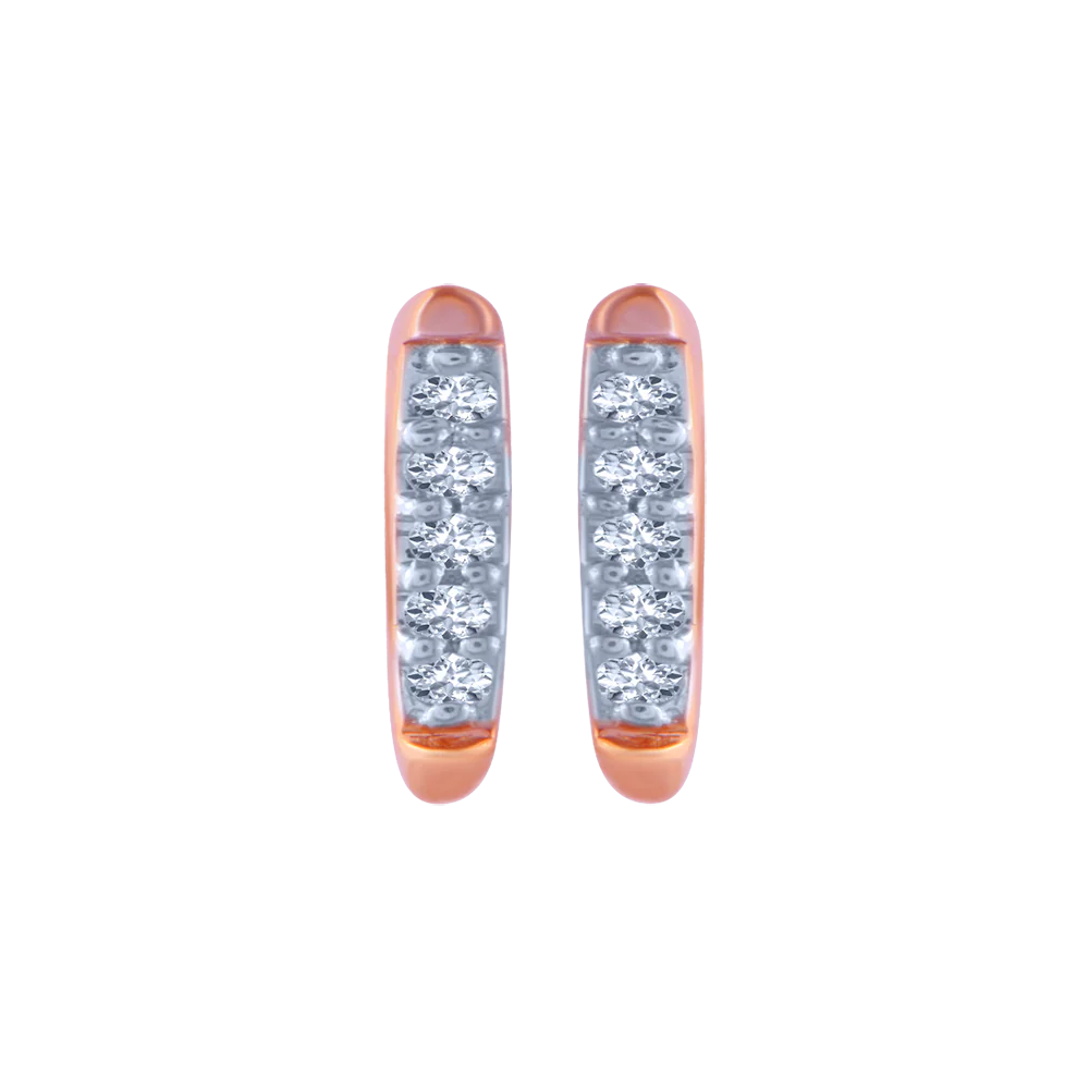 14KT (585) Rose Gold And Diamond Stud Earrings For Women