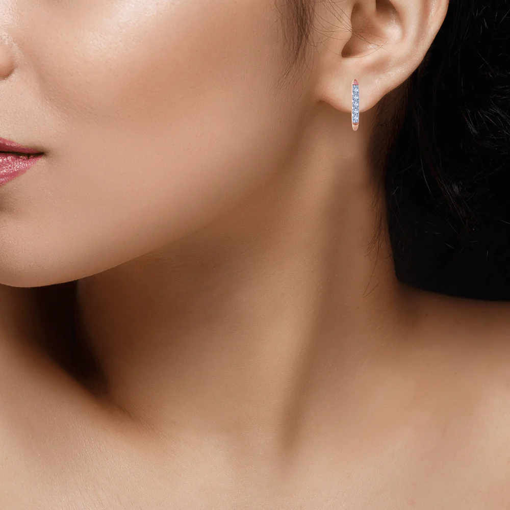14KT (585) Rose Gold And Diamond Stud Earrings For Women - Image 2