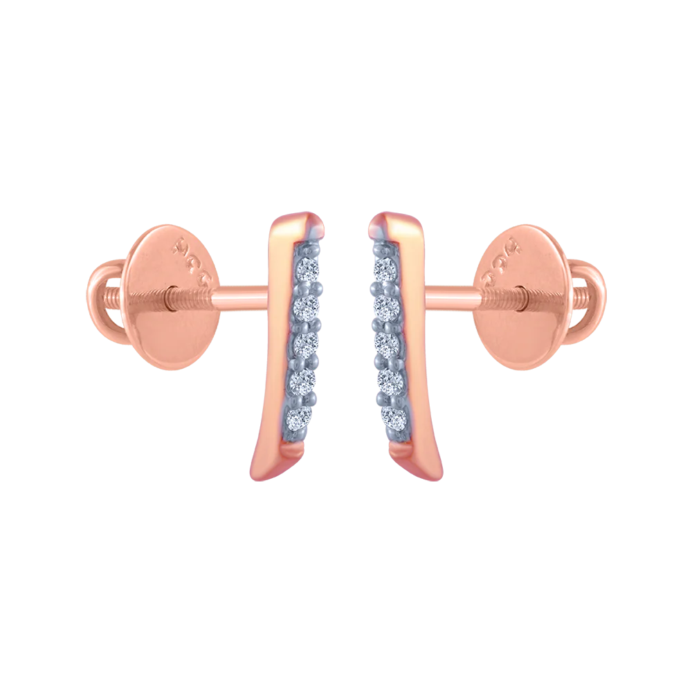 14KT (585) Rose Gold And Diamond Stud Earrings For Women - Image 3