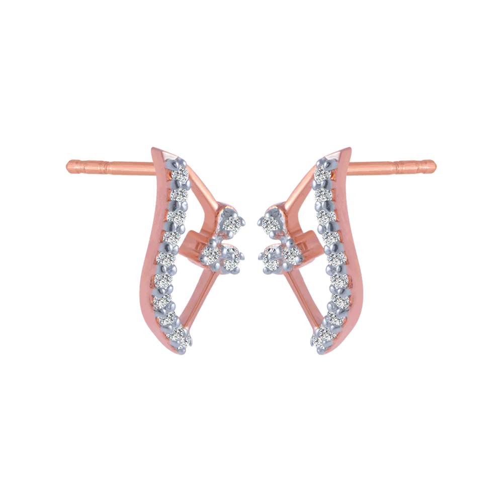 14KT (585) Rose Gold And Diamond Stud Earrings For Women - Image 3