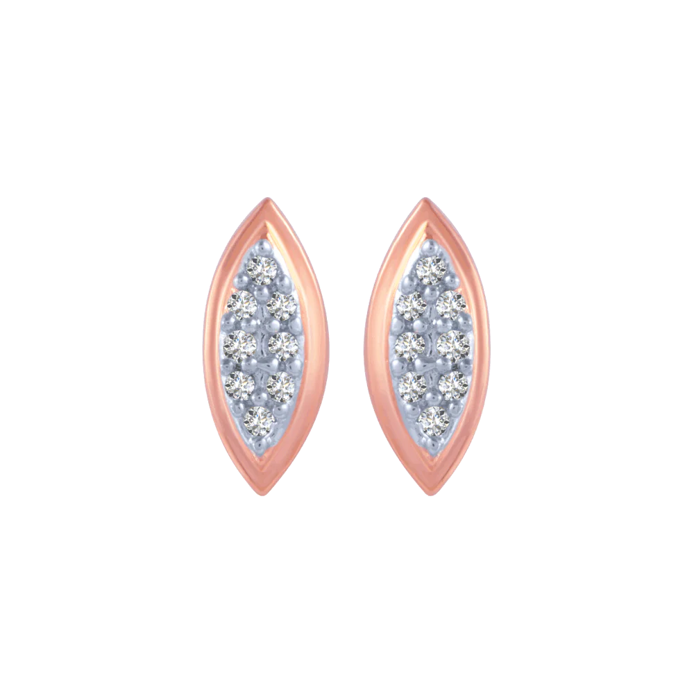 14KT (585) Rose Gold And Diamond Stud Earrings For Women