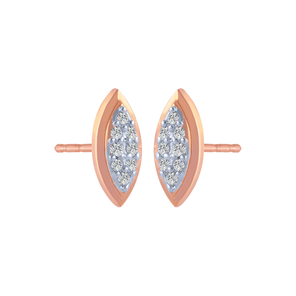 14KT (585) Rose Gold And Diamond Stud Earrings For Women - Image 3