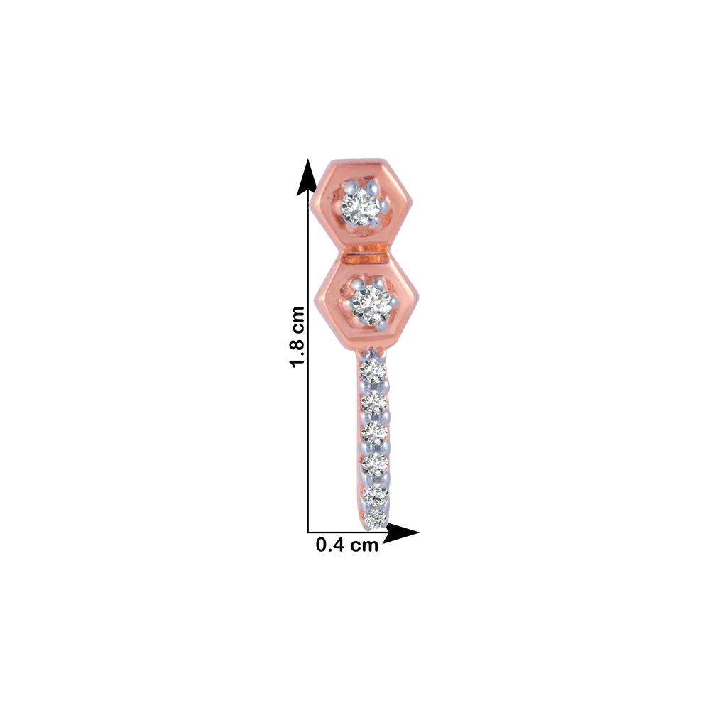 14KT (585) Rose Gold And Diamond Stud Earrings For Women - Image 4