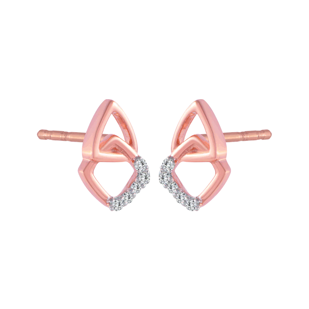 14KT (585) Rose Gold And Diamond Stud Earrings For Women - Image 3