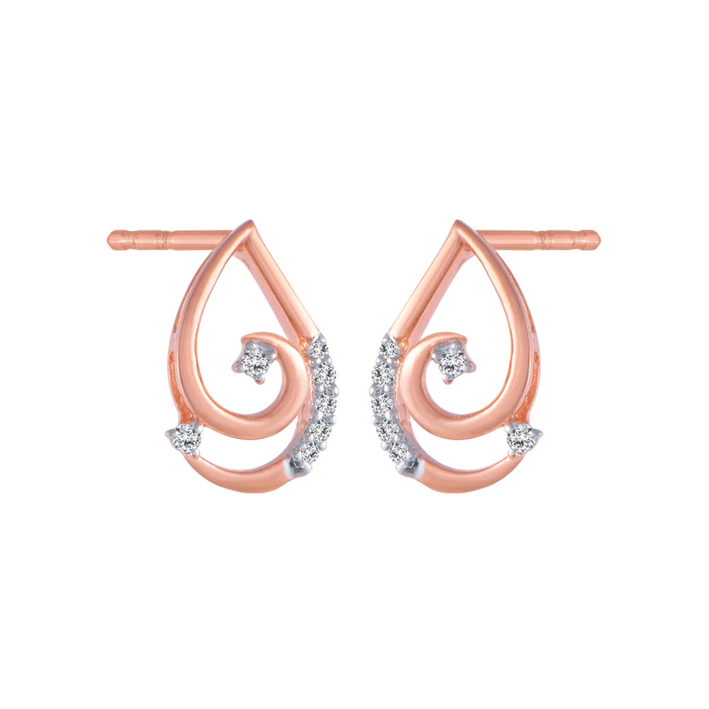 14KT (585) Rose Gold And Diamond Stud Earrings For Women - Image 3