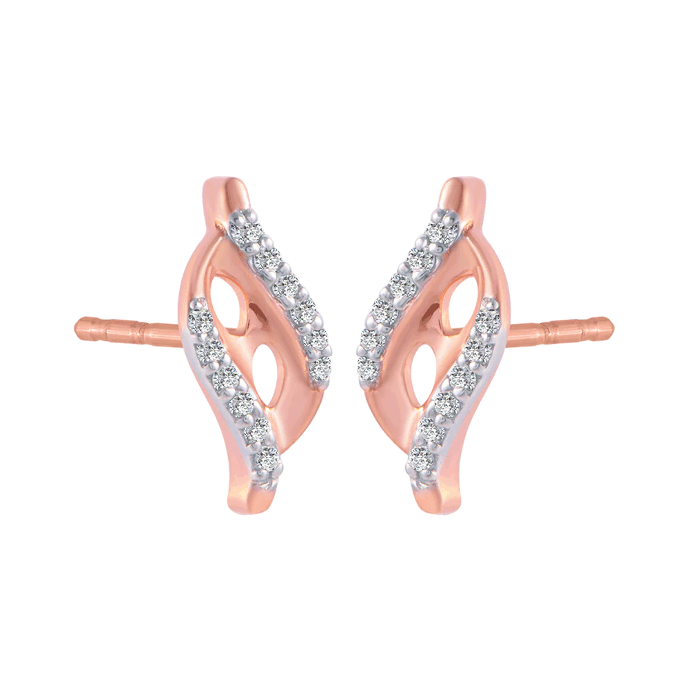 14KT (585) Rose Gold And Diamond Stud Earrings For Women - Image 3