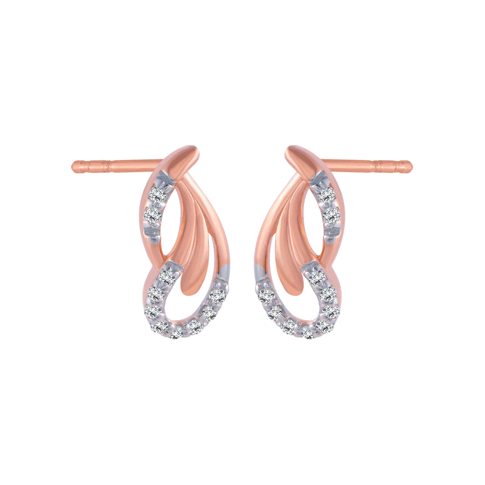 14KT (585) Rose Gold And Diamond Stud Earrings For Women - Image 3