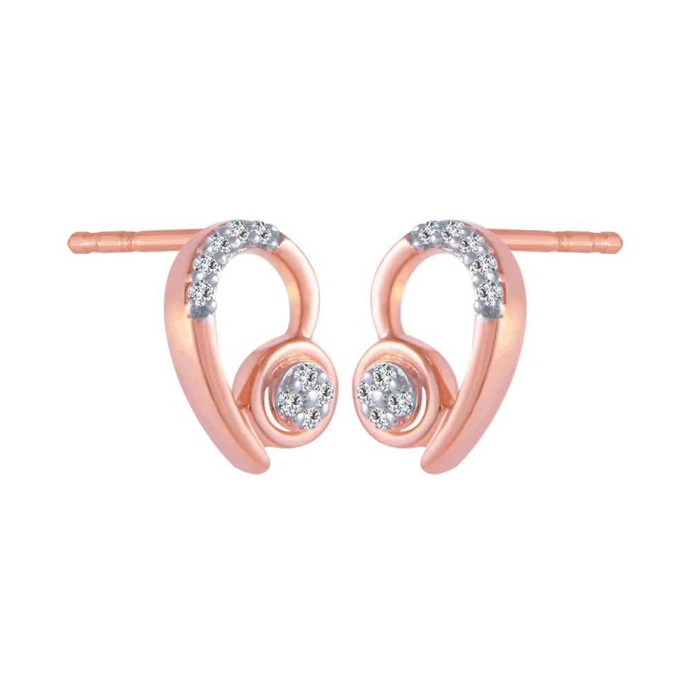 14KT (585) Rose Gold And Diamond Stud Earrings For Women - Image 3