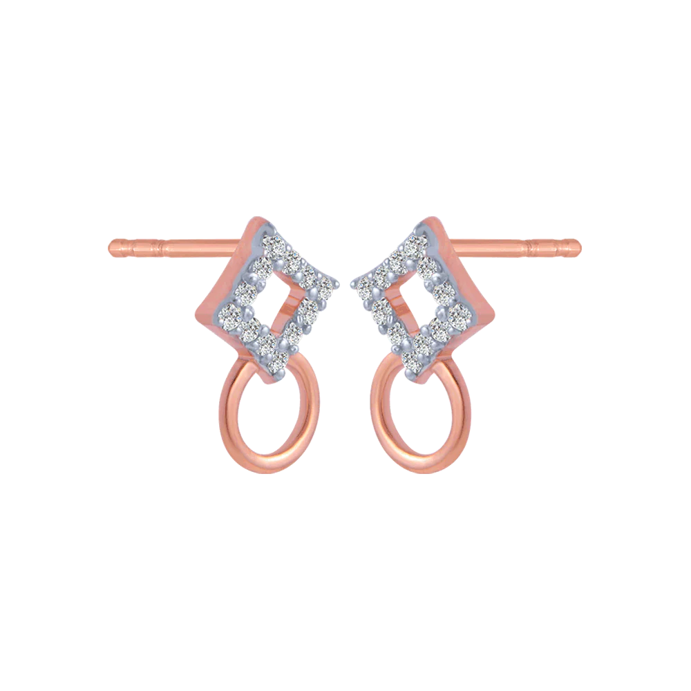 14KT (585) Rose Gold And Diamond Stud Earrings For Women - Image 3