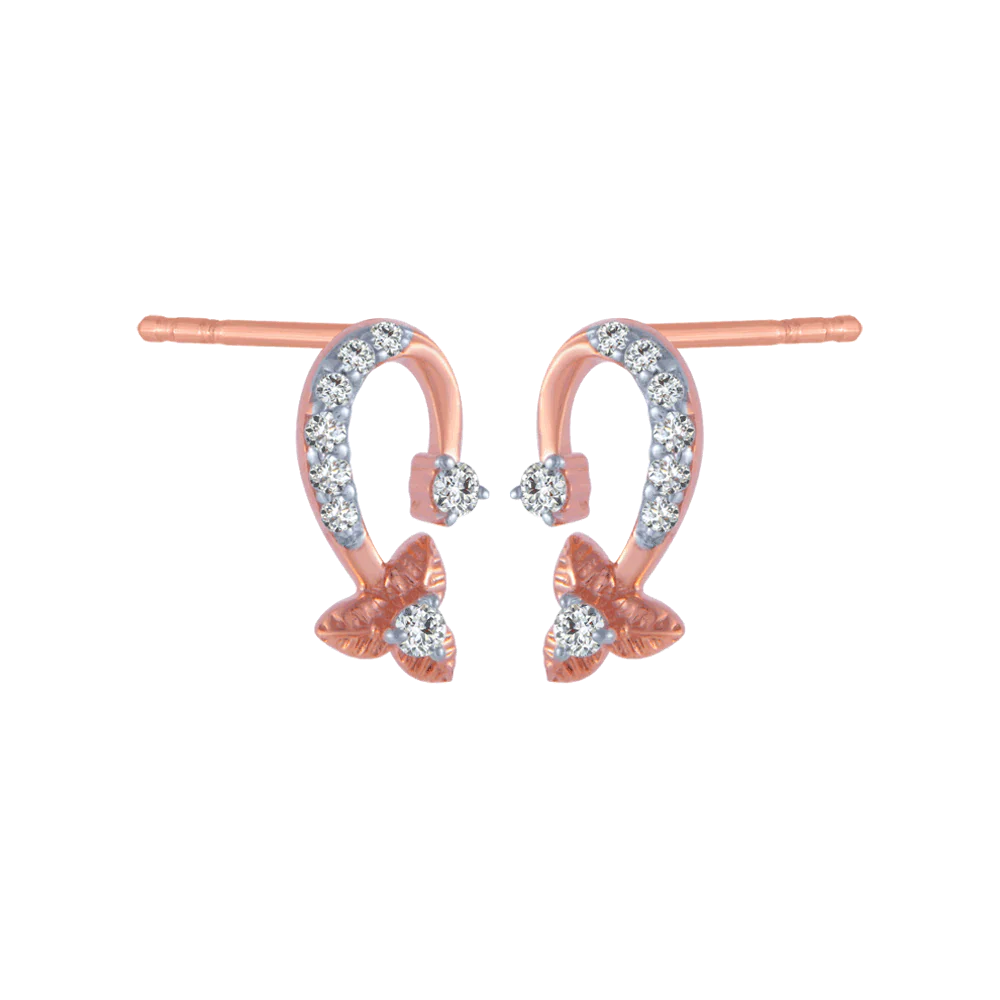 14KT (585) Rose Gold And Diamond Stud Earrings For Women - Image 3