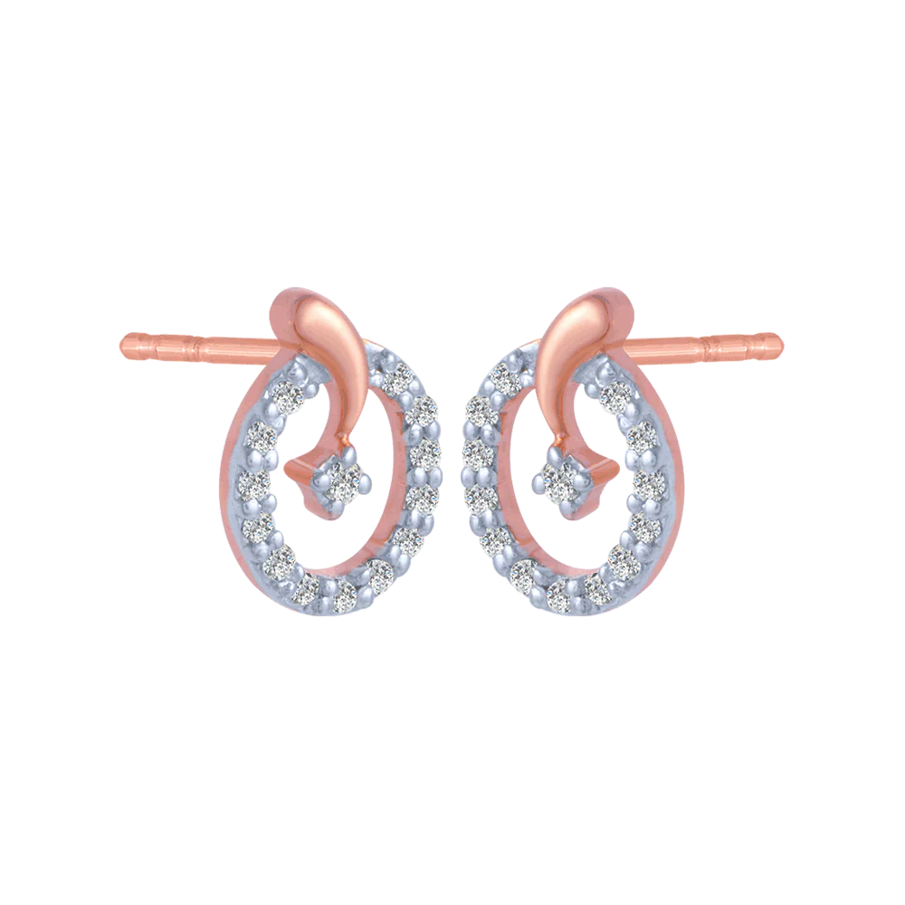 14KT (585) Rose Gold And Diamond Stud Earrings For Women - Image 3