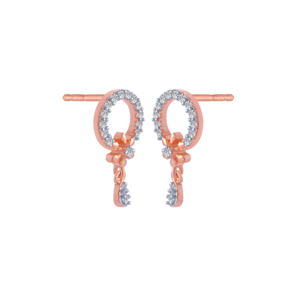 14KT (585) Rose Gold And Diamond Stud Earrings For Women - Image 3