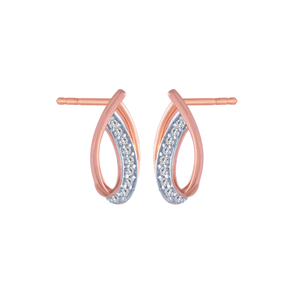 14KT (585) Rose Gold And Diamond Stud Earrings For Women - Image 3
