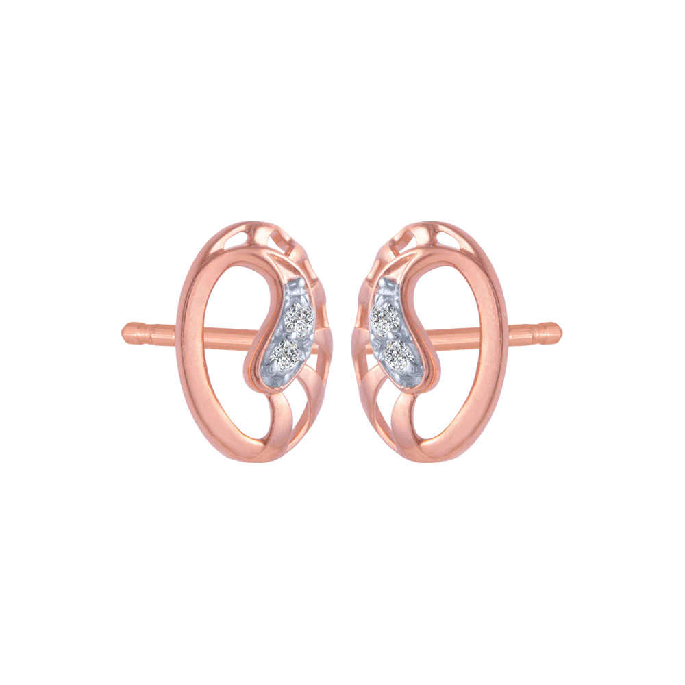 14KT (585) Rose Gold And Diamond Stud Earrings For Women - Image 3