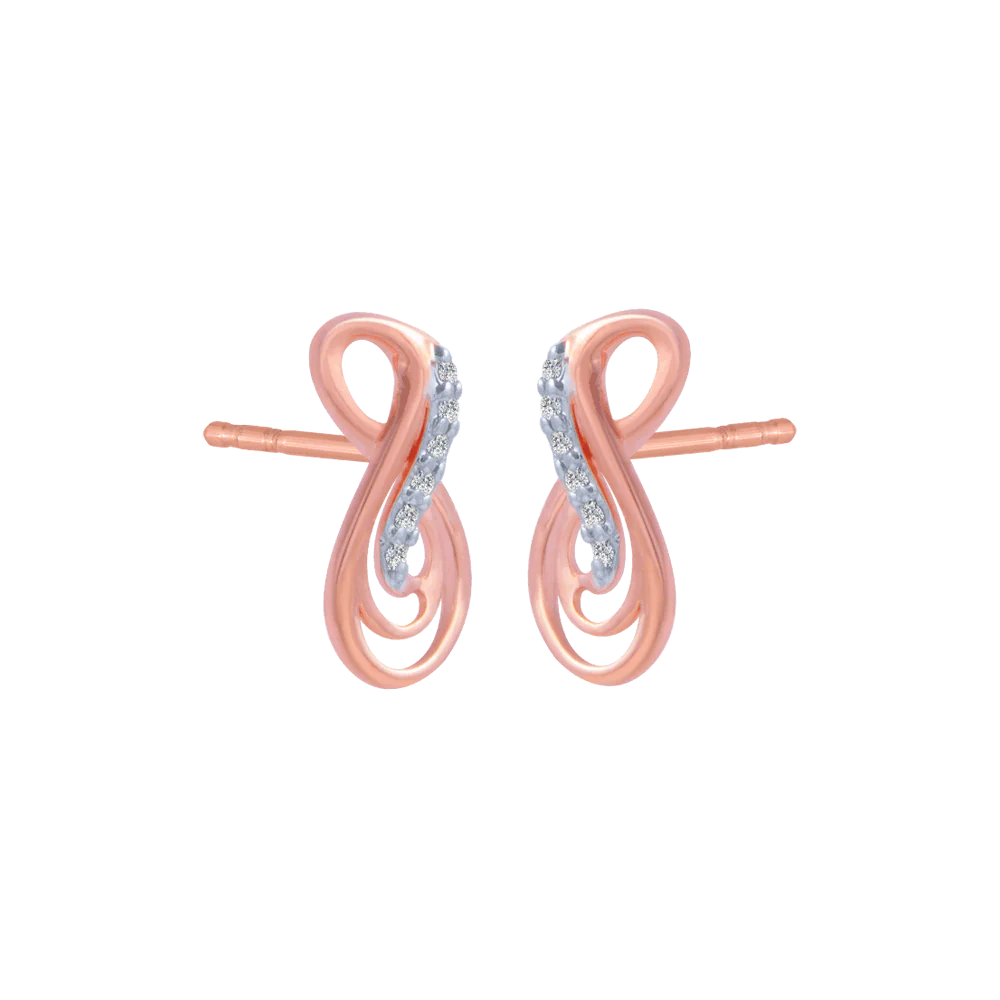 14KT (585) Rose Gold And Diamond Stud Earrings For Women - Image 3