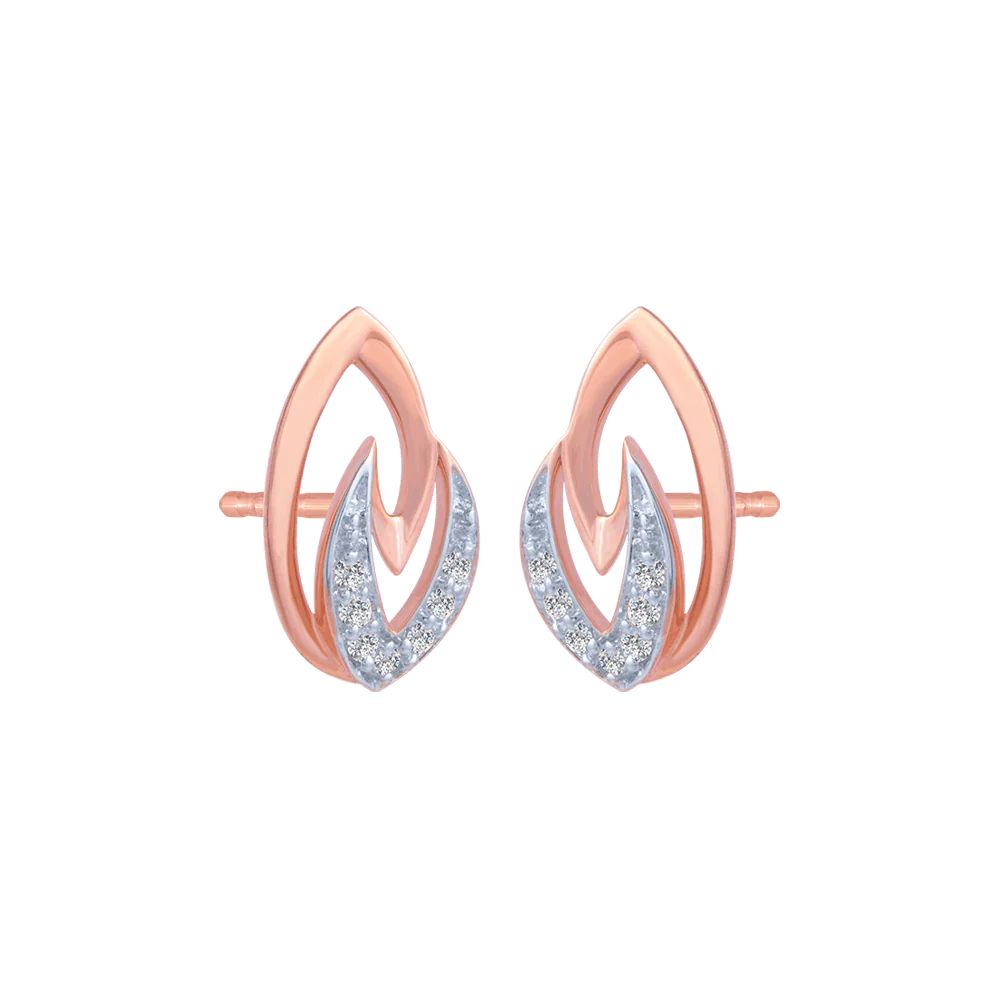 14KT (585) Rose Gold And Diamond Stud Earrings For Women - Image 3