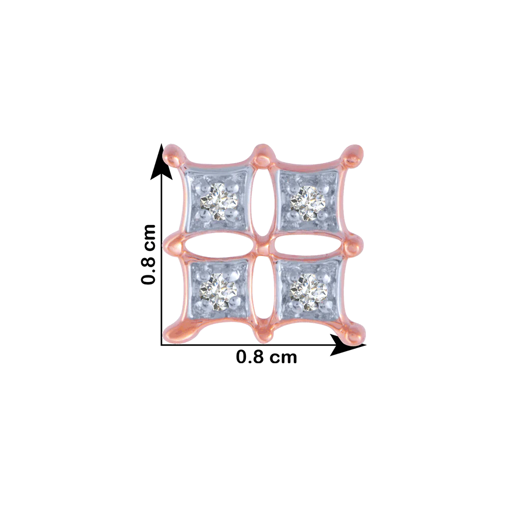 14KT (585) Rose Gold And Diamond Stud Earrings For Women - Image 3