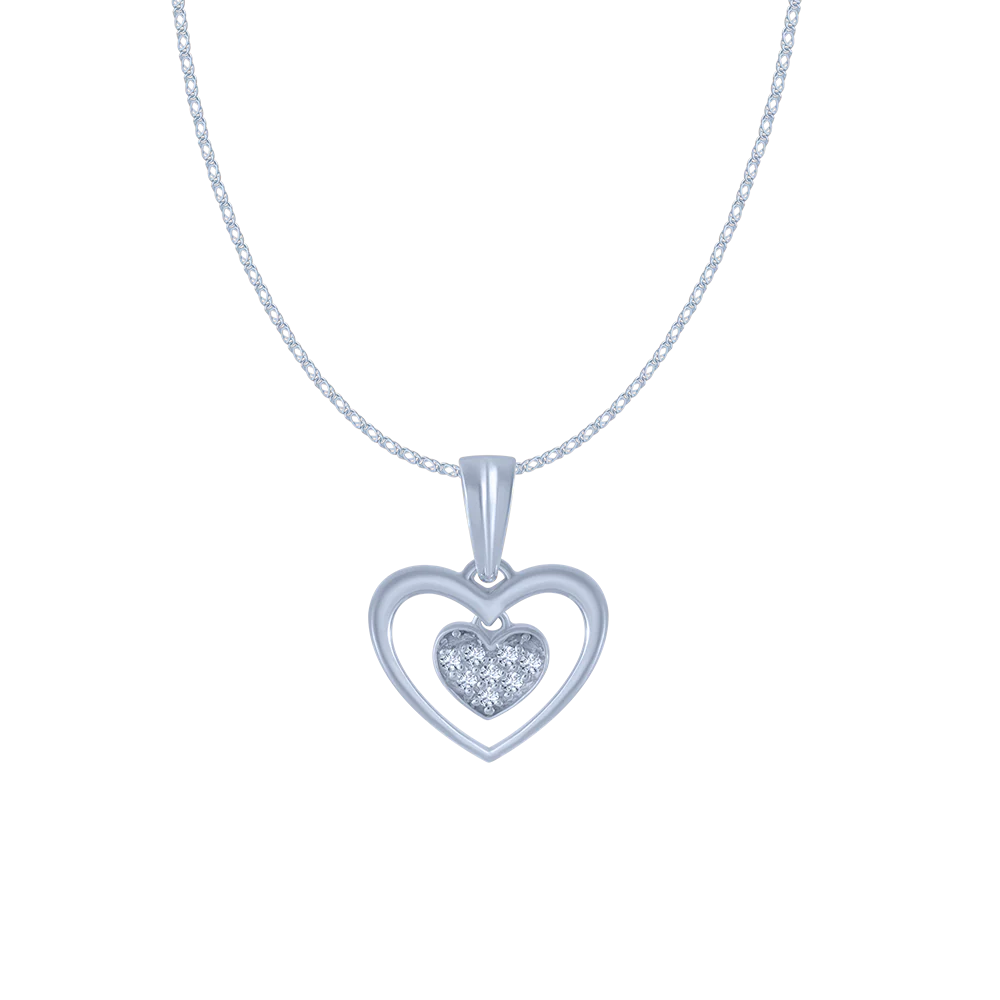 14KT (585) White Gold And Diamond Pendant For Women