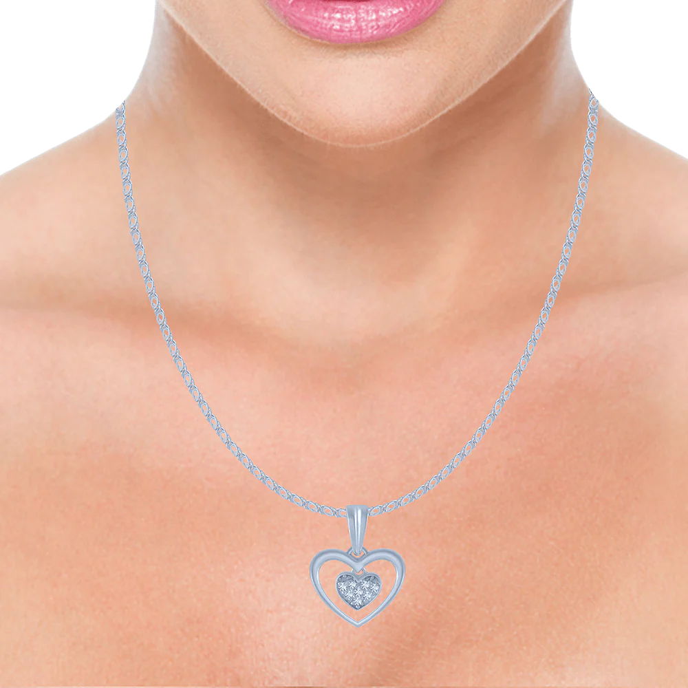14KT (585) White Gold And Diamond Pendant For Women - Image 2