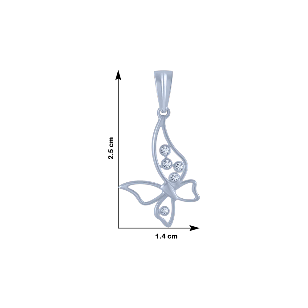 14KT (585) White Gold And Diamond Pendant For Women - Image 4