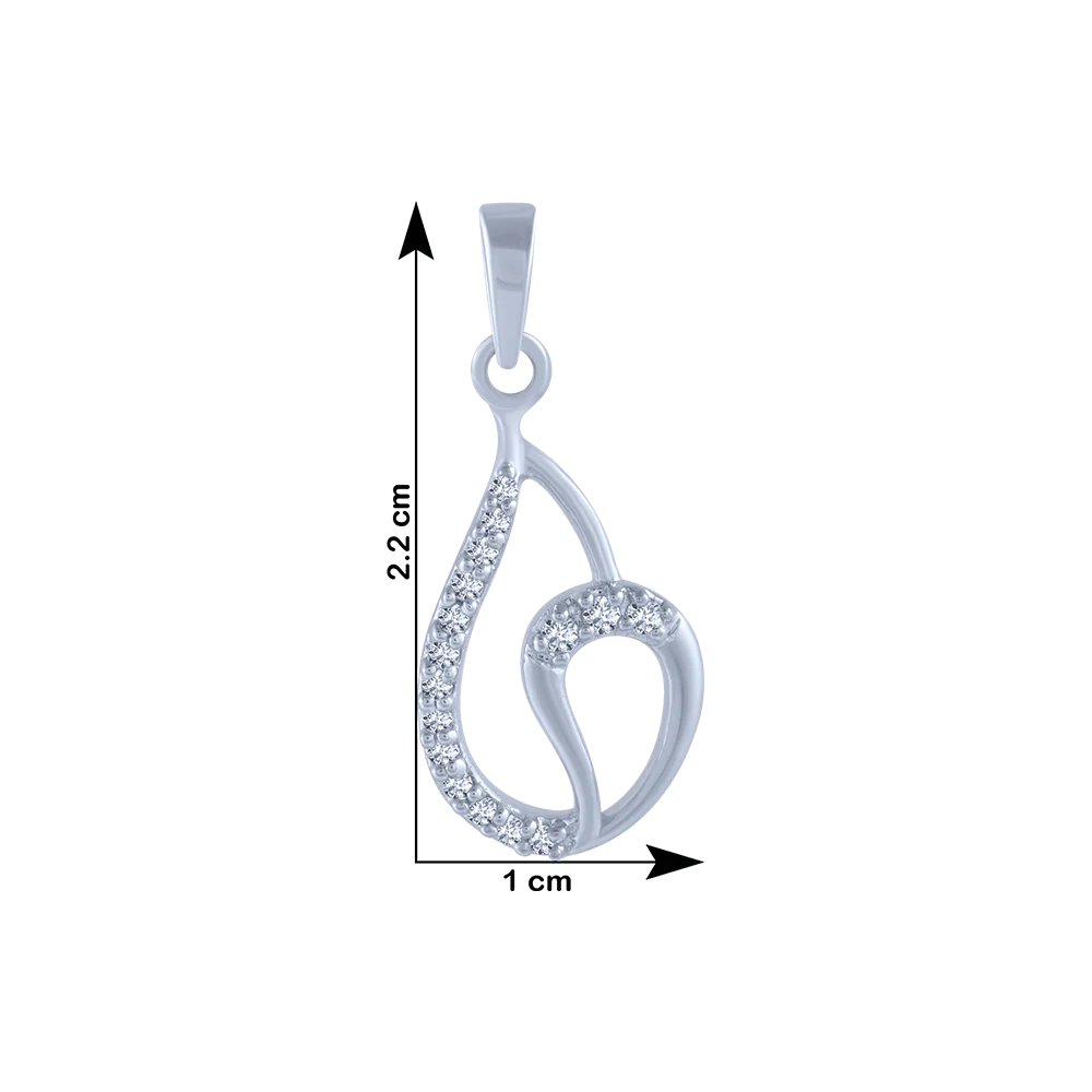 14KT (585) White Gold And Diamond Pendant For Women - Image 4