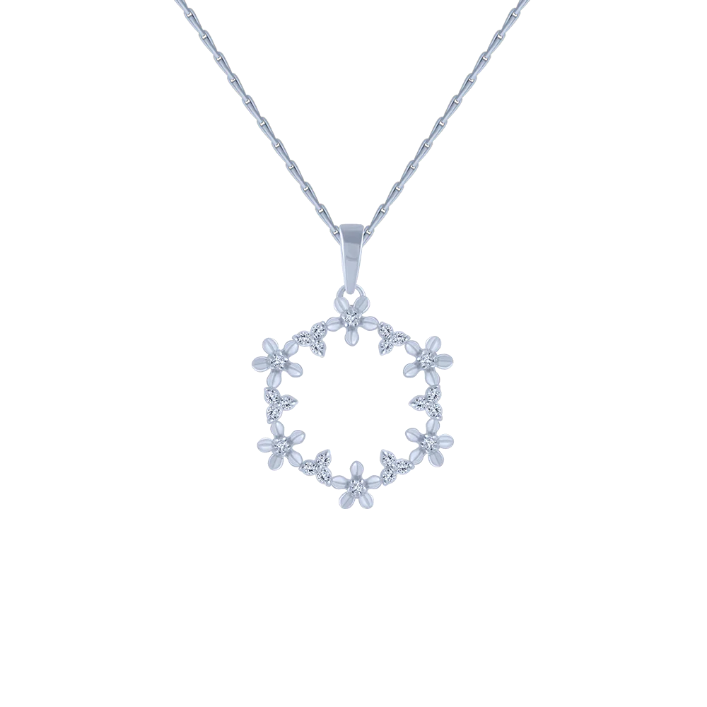 14KT (585) White Gold And Diamond Pendant For Women