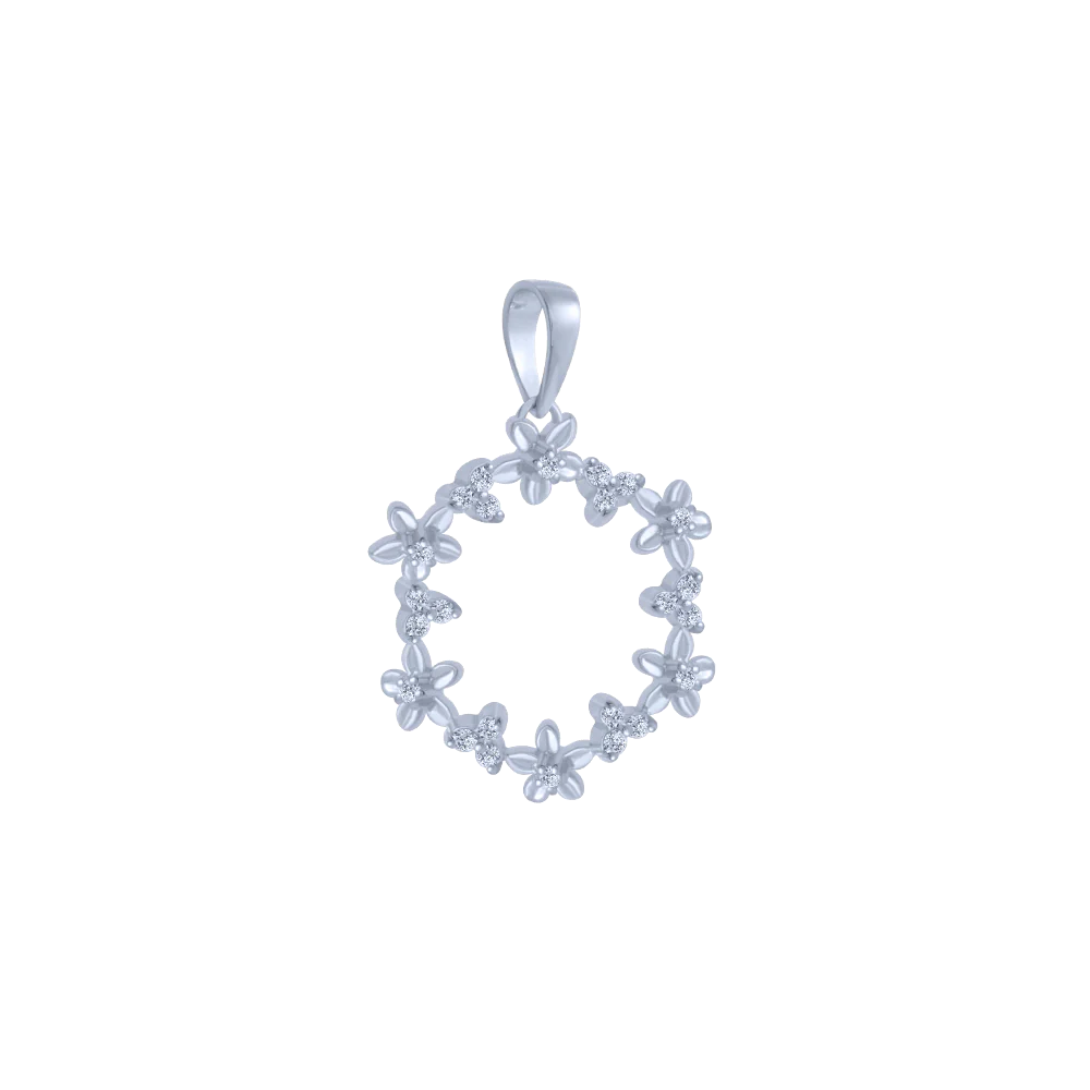 14KT (585) White Gold And Diamond Pendant For Women - Image 3